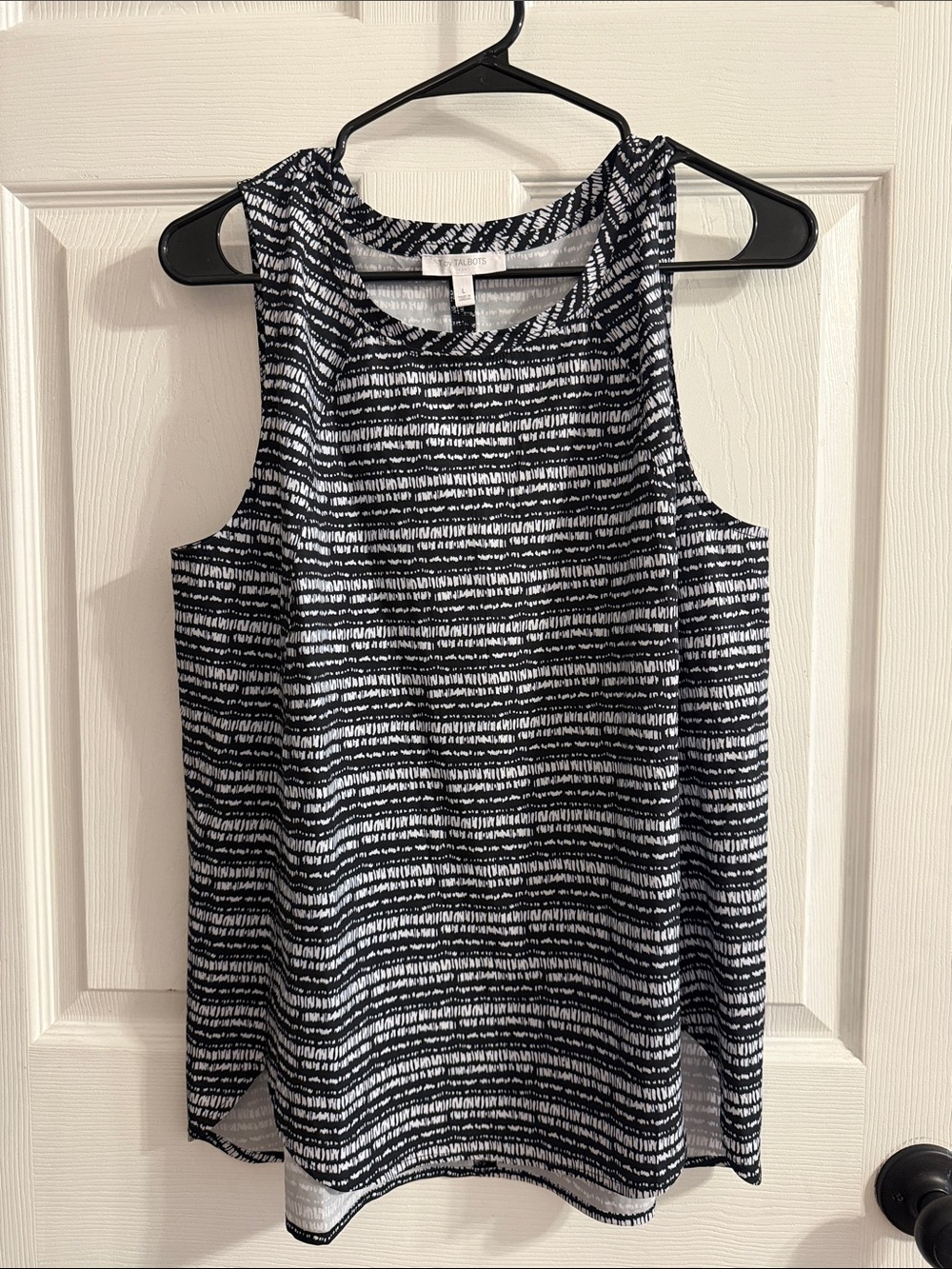 Talbots Black and White Striped Sleeveless Tank
